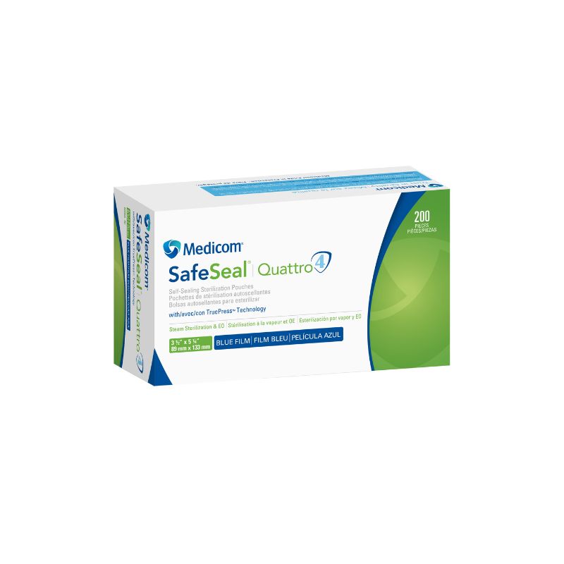 Medicom SafeSeal Quattro Self Sealing Sterilisation Pouches 89x133mm Box Of 200