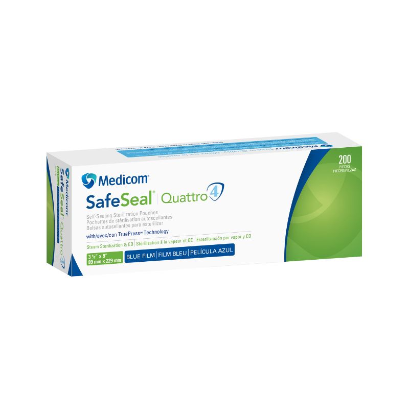 Medicom SafeSeal Quattro Self Sealing Sterilisation Pouches 89x229mm Box Of 200