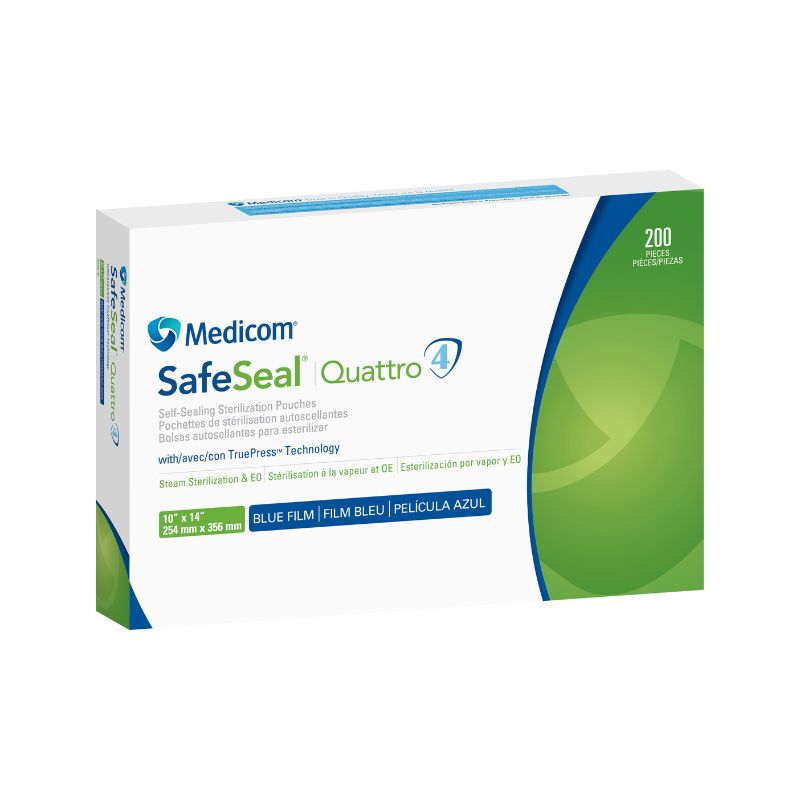 Medicom SafeSeal Quattro Self Sealing Sterilisation Pouches 254x356mm Box Of 200