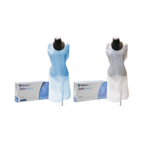 Medicom SafeBasics Disposable Plastic Apron White Box Of 50
