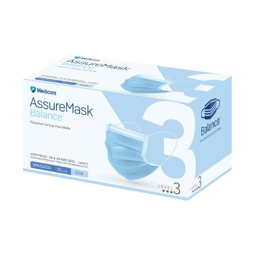 Medicom Assure Mask Balance Procedure With Earloops Face Masks Level 3 Blue Box Of 50