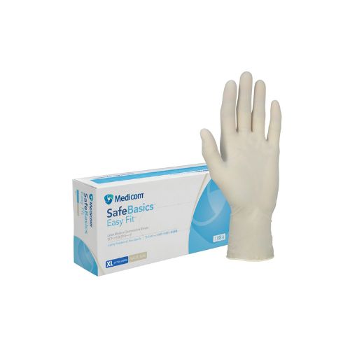 Medicom SafeBasics Easy Fit Latex Lightly Powdered Gloves Natural Pack Of 100