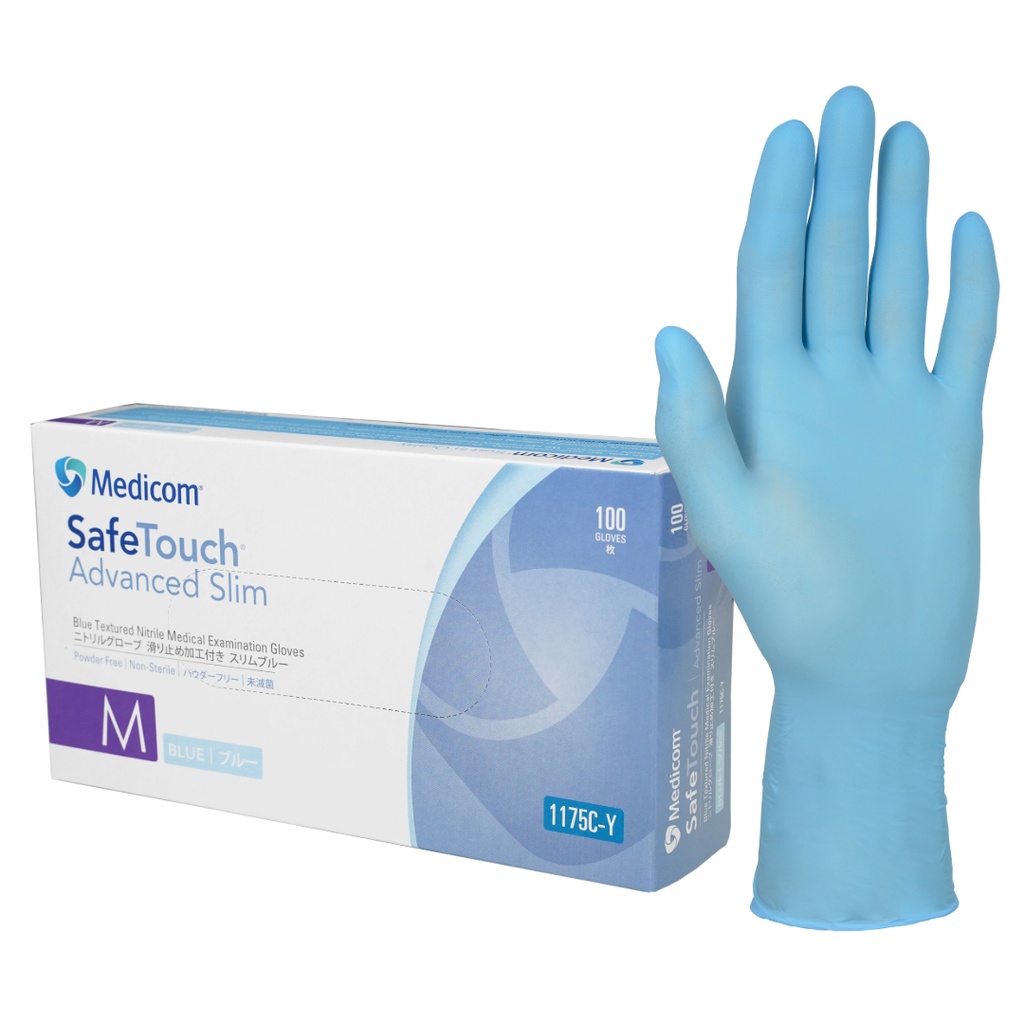 Medicom SafeTouch Advanced Slim Nitrile Gloves Blue Pack Of 100