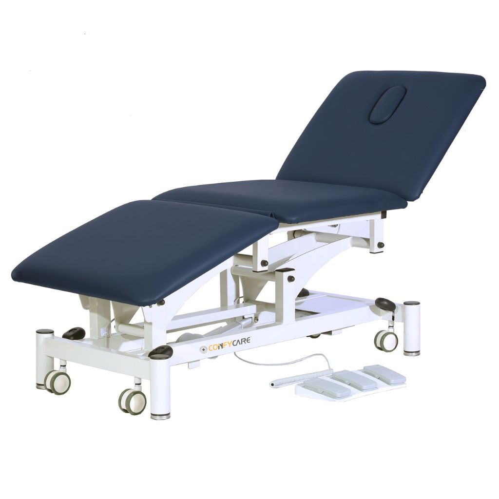 Pacific Medical 3 Section Electric Hi Lo Medical Couch 3 Motors Navy Blue
