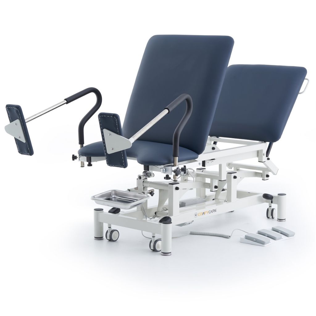 Pacific Medical Premium Gynaecology Treatment Chair Dual Motor Gas Struts Navy Blue