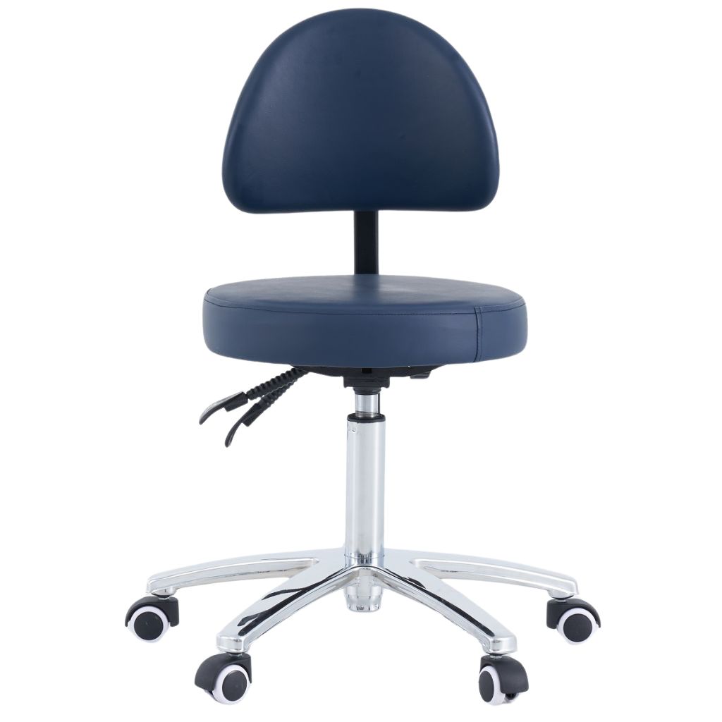 Pacific Medical Round Stool With Backrest Navy Blue