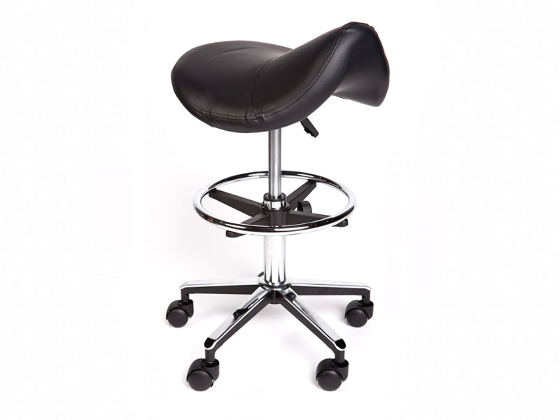 Pacific Medical Premium Saddle Stool With Foot Ring Black