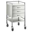 Pacific Medical Stainless Steel Trolley Single 3 Drawer