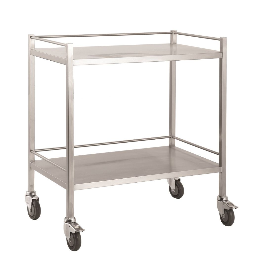 Pacific Medical Stainless Steel Trolley Double No Drawer
