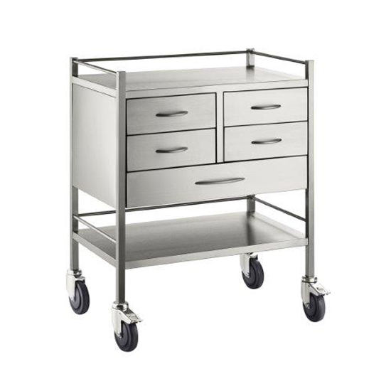 Pacific Medical Stainless Steel Resuscitation Trolley 5 Drawer