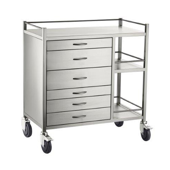 Pacific Medical Stainless Steel Anaesthetic Trolley 6 Drawer