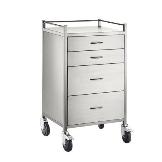 Pacific Medical Stainless Steel Anaesthetic Trolley 4 Drawer
