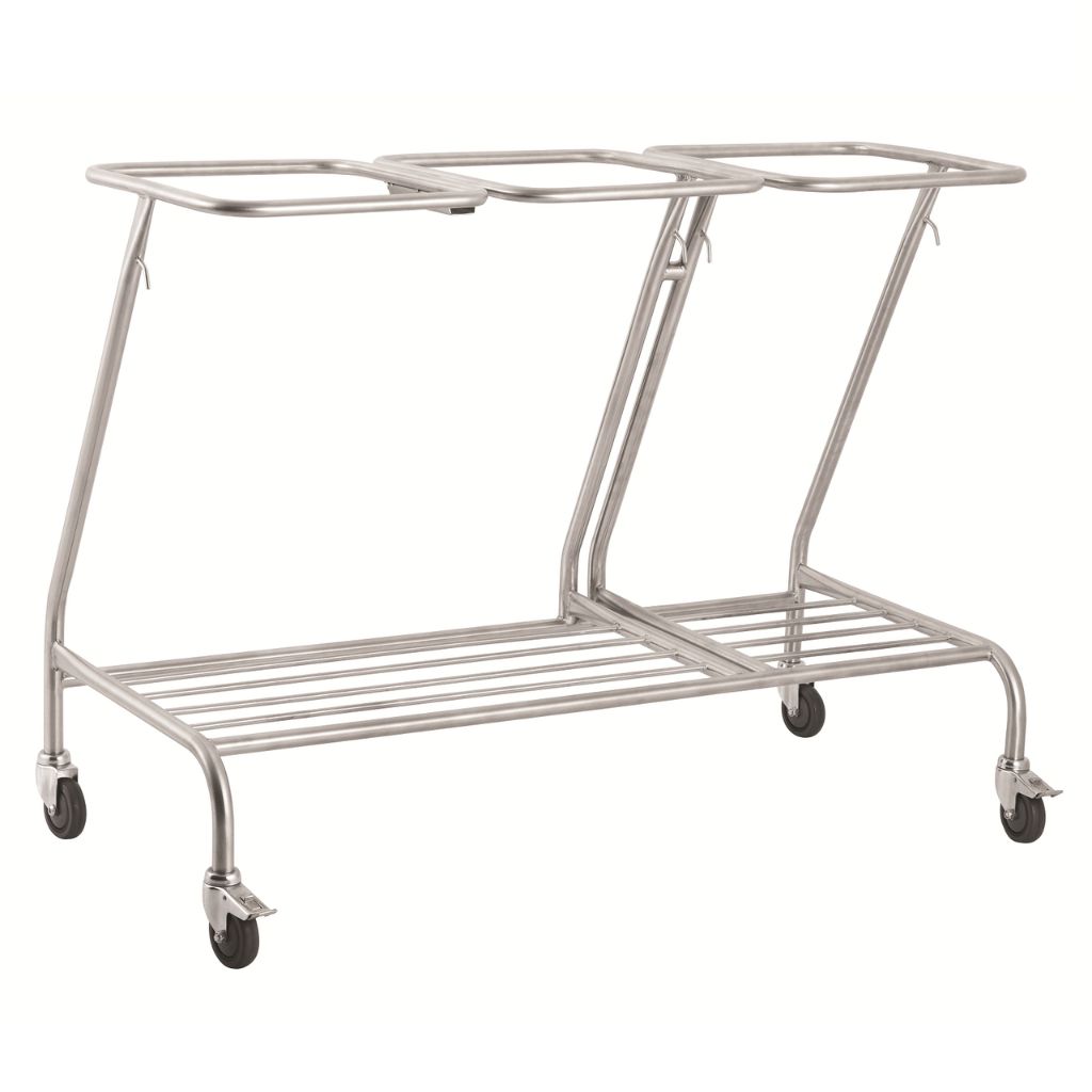 Pacific Medical Stainless Steel Triple Linen Trolley