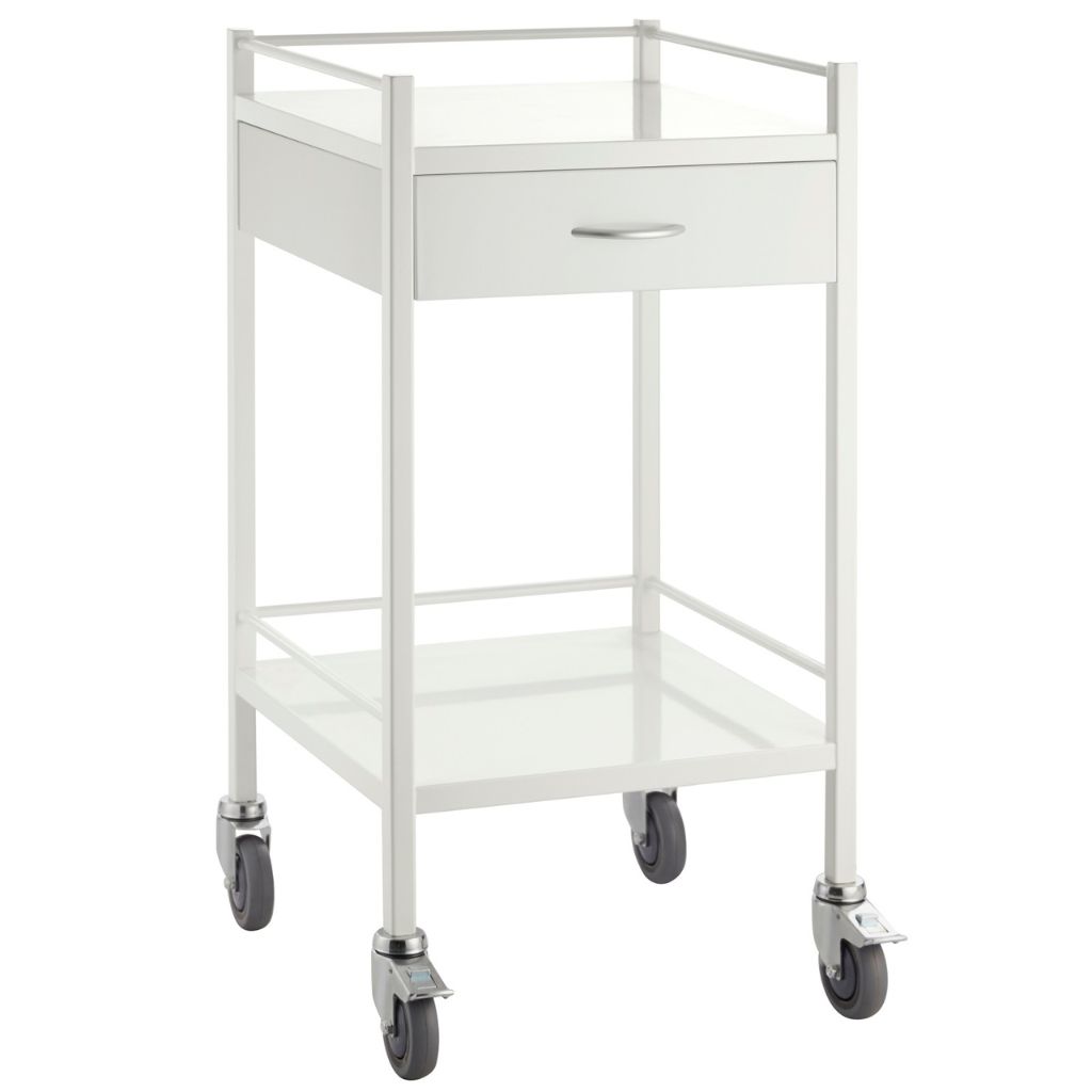 Pacific Medical Powder Coated Steel Trolley Single 1 Drawer