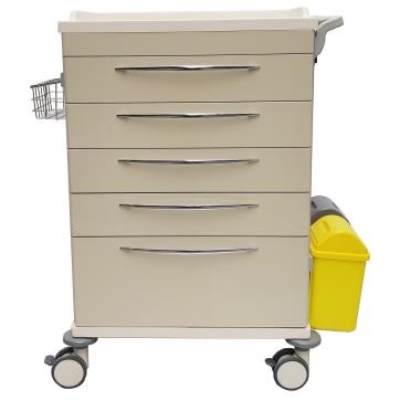Pacific Medical Medicine Trolley 5 Drawer White