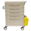 Pacific Medical Medicine Trolley 5 Drawer White