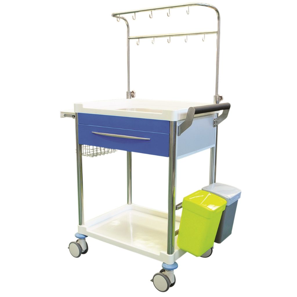 Pacific Medical Infusion Trolley 1 Drawer Blue