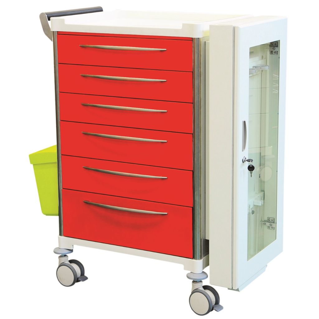 Pacific Medical Difficult Airway Trolley 6 Drawer Red