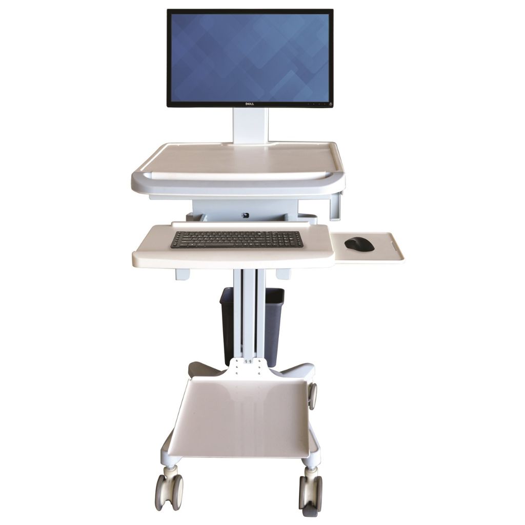 Pacific Medical Mobile Worstation Medical Trolley With Printer Shelf White