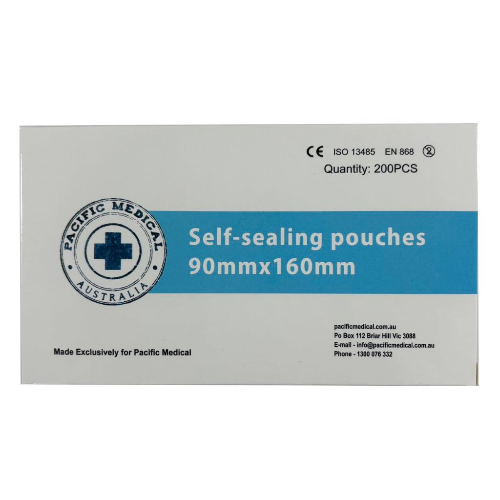 Pacific Medical Self Sealing Autoclave Pouch 90x160mm Box of 200