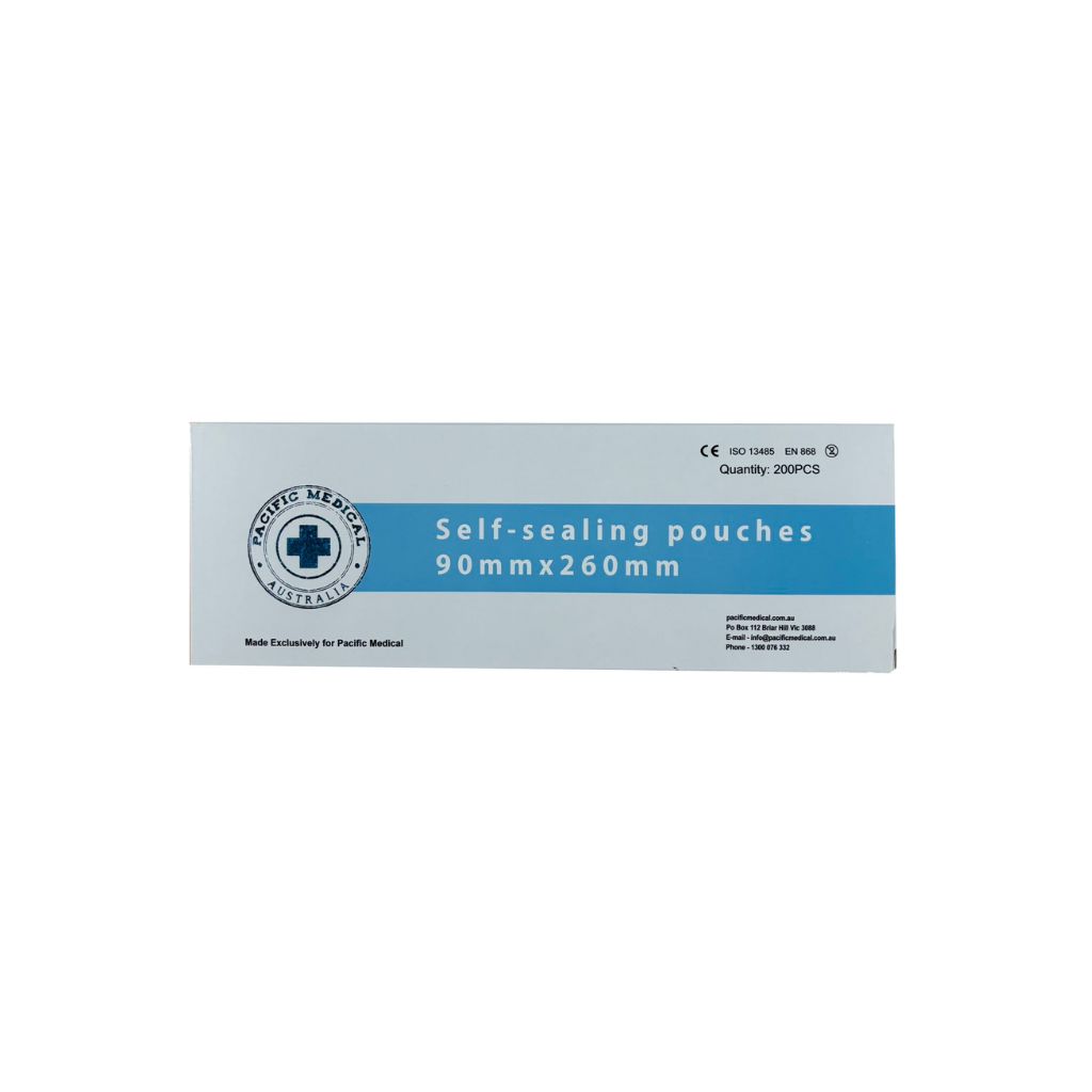 Pacific Medical Self Sealing Autoclave Pouch 90x260mm Box of 200