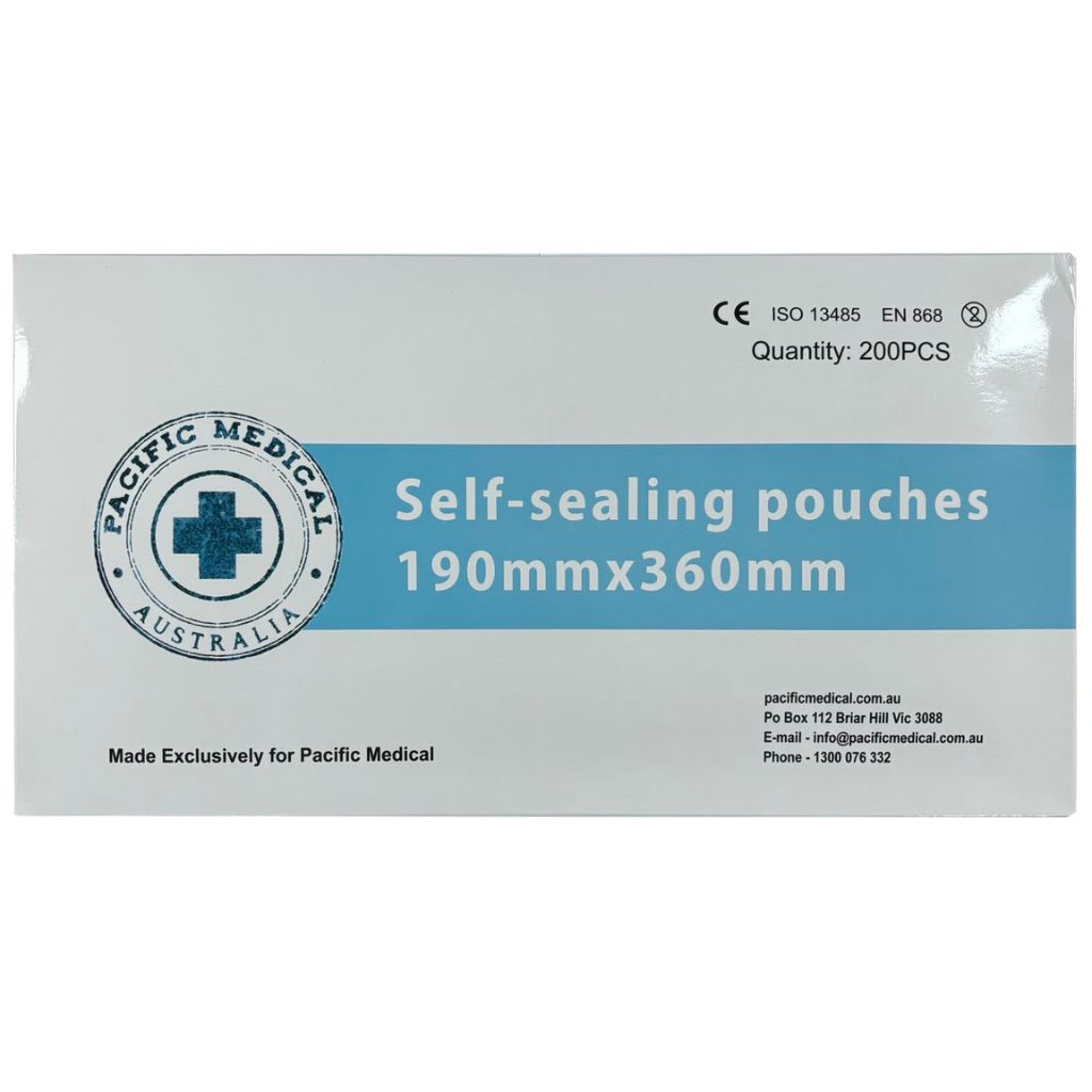 Pacific Medical Self Sealing Autoclave Pouch 190x360mm Box of 200