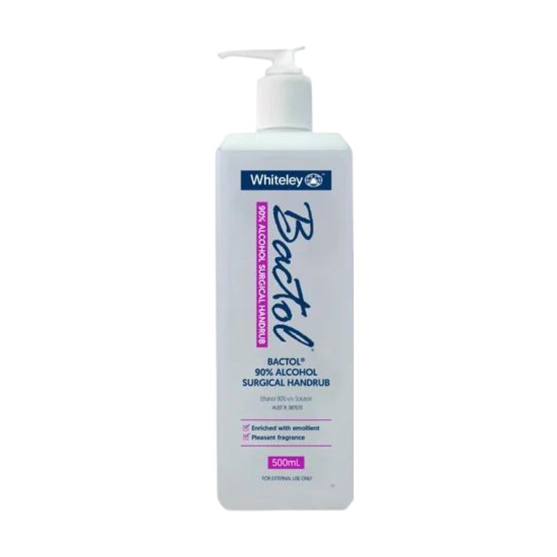 Whiteley Bactol 90% Alcohol Surgical Hand Rub 500ml Pump Bottle