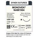 Dynek Monovek Synthetic Absorbable 5/0x76cm On 16mm 3/8 Dyed Violet Sutures NAM1504 Box Of 12