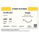 Dynek Surgical Catgut Plain Cut Natural Absorbable 3/0x50cm On 24mm 3/8 Sutures Box Of 36