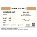 Dynek Surgical Catgut Chromic Cut Natural Absorbable 3/0x76cm On 19mm 3/8 Sutures CG1305 Box Of 36
