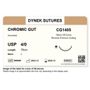 Dynek Surgical Catgut Chromic Cut Natural Absorbable 4/0x76cm On 19mm 3/8 Sutures Box Of 36