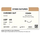 Dynek Surgical Catgut Chromic Cut Natural Absorbable 4/0x50cm On 16mm 3/8 Sutures CG404 Box Of 36