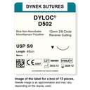 Dynek Dyloc Synthetic Non Absorbable 5/0x45cm On 12mm 3/8 Suture Sutures D502 Box Of 12