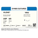 Dynek Vilene Blue Synthetic Non Absorbable 6/0x45cm On 12mm 3/8 Sutures V602 Box Of 36