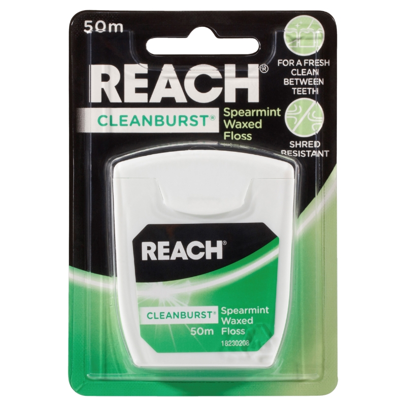 Reach Floss Cleanburst Spearmint Blister Pack 50m - Box Of 6
