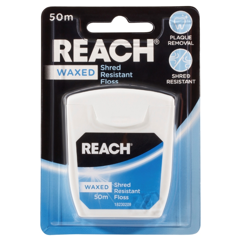 Reach Floss Waxed Blister Pack 50m - Box Of 6