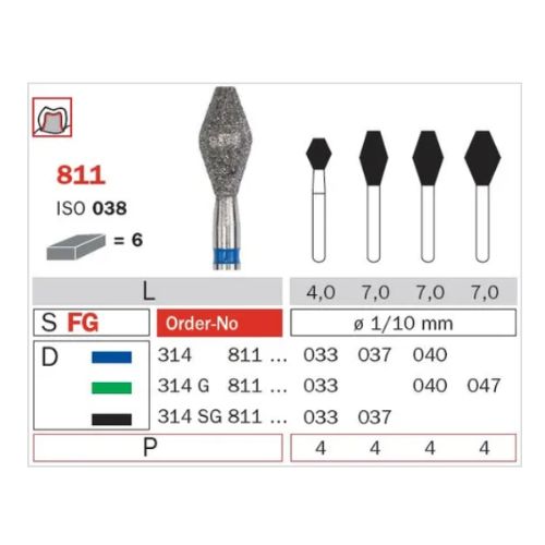 Diaswiss Diamond FG Barrel Bur 314 811 037 Medium Pack Of 5