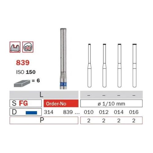 Diaswiss Diamond FG End Cutting Bur 314 839 016 Medium Pack Of 5