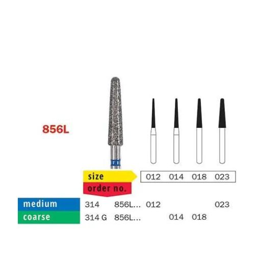 Diaswiss Diamond FG Extra Long Round Taper Bur 314 856L 534 018 Coarse Pack Of 5