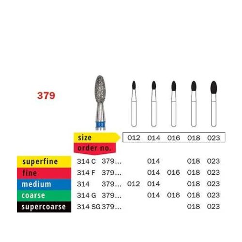 Diaswiss Diamond FG Round End Football Bur 314 379 514 018 Fine Pack Of 5