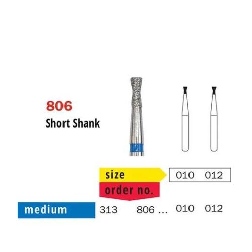 Diaswiss Diamond FG Short Shank Inverted Cone With Collar 313 806 010 Medium Pack Of 5