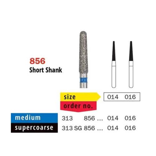 Diaswiss Diamond FG Short Shank Round Taper Bur 313 856 016 Extra-Coarse Pack Of 5