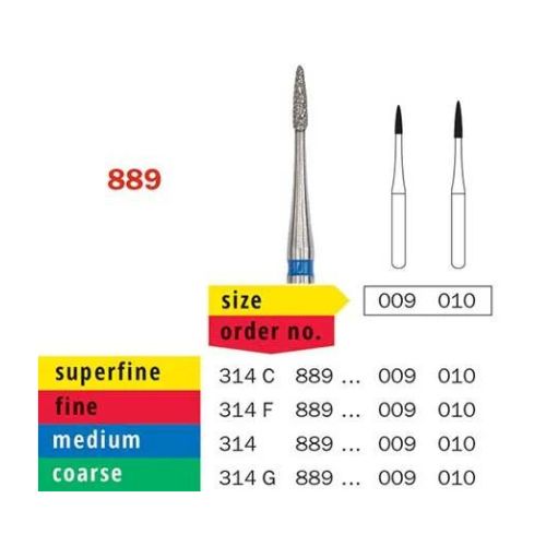 Diaswiss Diamond FG Small Flame Bur 314 889 524 010 Medium Pack Of 5