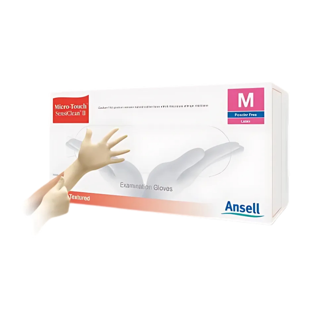 Ansell Micro-Touch SensiClean II Latex Powder Free Examination Gloves Box Of 100
