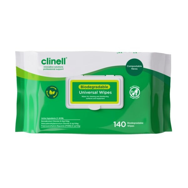 Clinell Biodegradable Universal Wipes  Pack Of 140