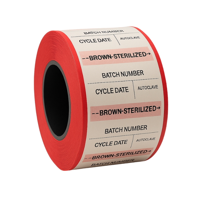Printex Steam Process Indicator Double Adhesive Batch Labels Red Roll Of 700 Labels