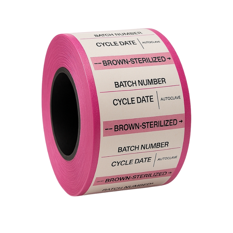 Printex Steam Process Indicator Double Adhesive Batch Labels Cerise Roll Of 700 Labels