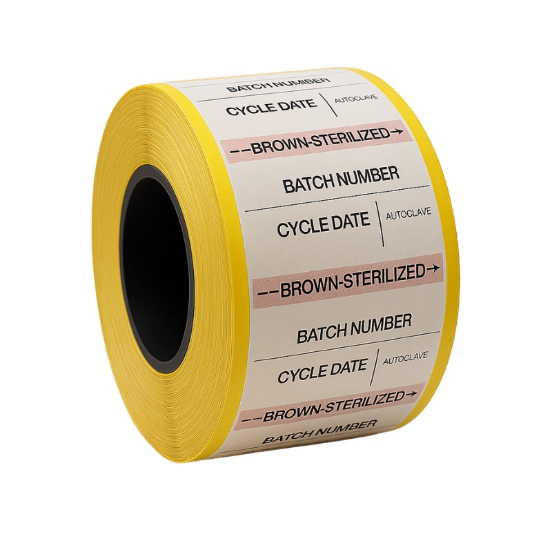 Printex Steam Process Indicator Double Adhesive Batch Labels Yellow Roll Of 700 Labels