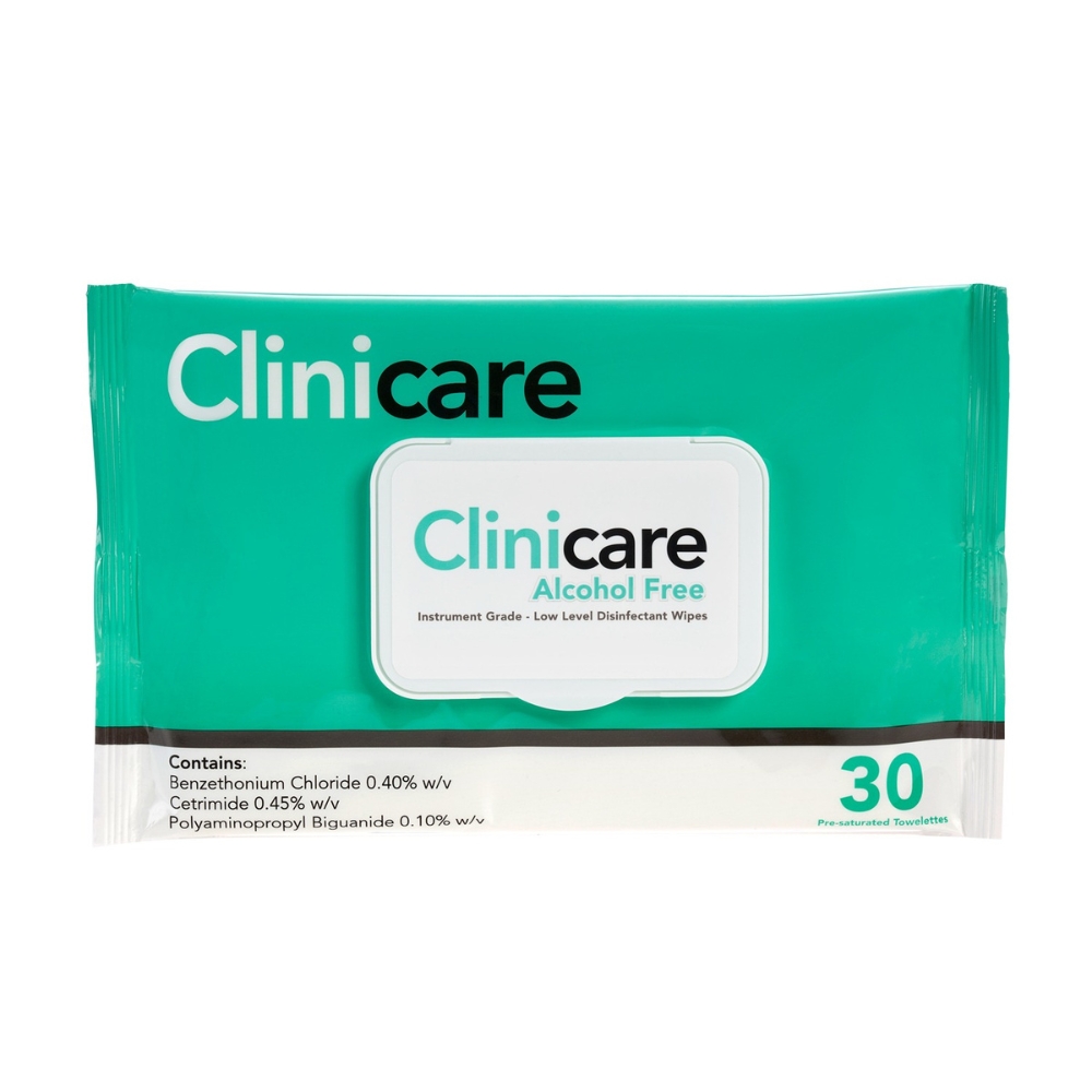 Clinicare Alcohol Free Instrument Grade Disinfectant Wipes Pack Of 30