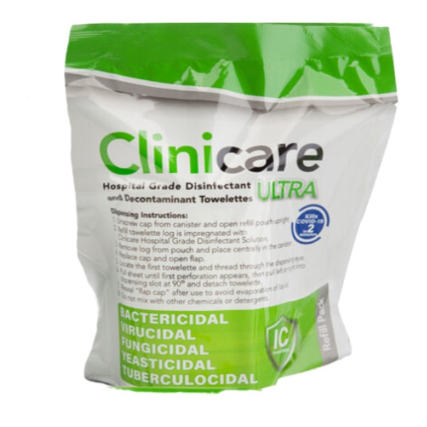 Clinicare Hospital Grade Disinfectant Wipes Refill Pack Of 180